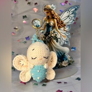 Amigurumi crochet butterfly keychain